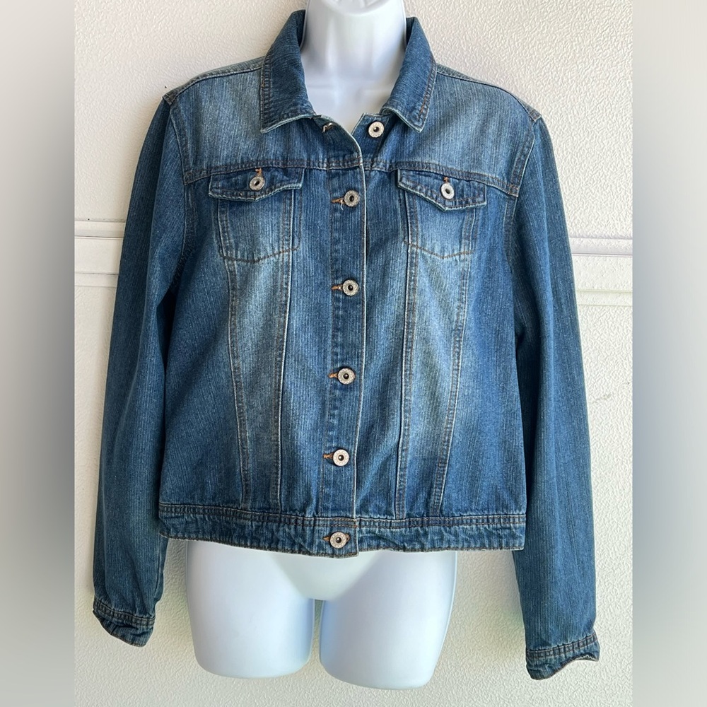 Revolt Vintage Y2K Button Up Jean Jacket Denim Medium Wash Women’s Size Large